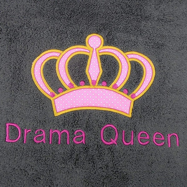 pinkeSterne * Besticktes Handtuch Duschtuch KRONE mit Motiv Personalisiert Name Prinzessin Drama Queen Dramaqueen