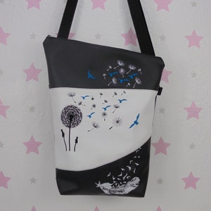 pinkeSterne * Umhängetasche MÖWEN Handtasche Bestickt Pusteblume Feder Möwen