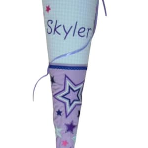 pinkeSterne * Schultüte Sterne Stars Lila Schultütenkissen Schultütenset Schulanfang Zeugnismappe Einschulungsoutfit 70 80 90 100