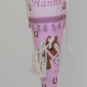 pinkeSterne * Schultüte Pferd Pferdekopf Boho-Pferd Schultütenset Schulanfang Zeugnismappe Einschulungsoutfit 70 80 90 100