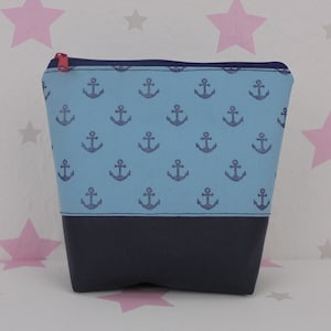 pinkeSterne * Kosmetiktasche ANKER Kulturtasche Kuturbeutel Waschtasche Glitzer Maritim