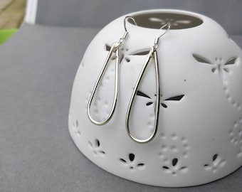 Silver teardrop, drop earrings