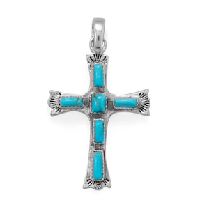 Sterling Silver Turquoise Cross Pendant