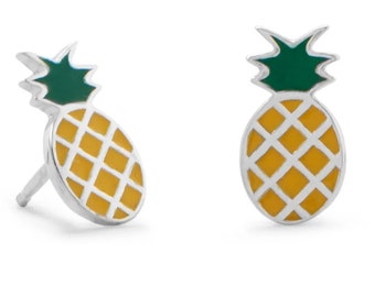 Sterling Silver Pineapple Stud Earrings Fruit Stud Earrings Pineapple Earrings