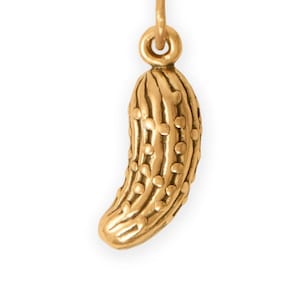 Sterling Silver Pickle Charm - Food Charm - 3D Pickle Charm