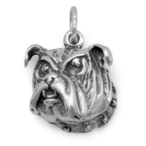 Sterling Silver Bulldog Face Charm Dog Charm Animal Charm