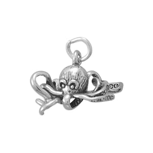 Sterling Silver Octopus Charm Ocean Charm Gift For Her Gift For Him