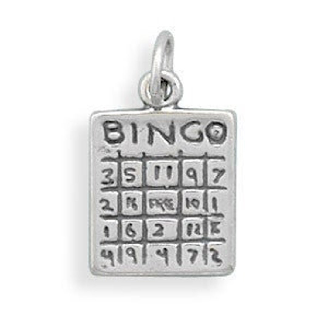 Sterling Silver Bingo Card Charm - Etsy