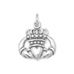 Sterling Silver Claddagh Charm Heart in Hand Charm Dainty Charm Minimalist Charm Claddagh Promise Charm Friendship Love Charm