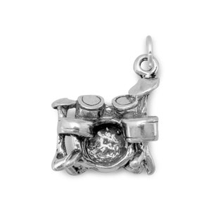 Sterling Silver 3D Drum Set Charm Drum Charm Musical Instrument Charm Music Drum Instrument