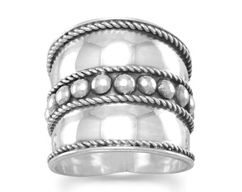 Sterling Silver Wide Band Statement Ring