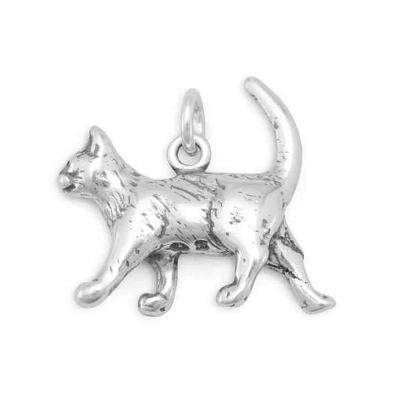 Walking Kitty Cat Charm Sterling Silver Walking Kitty Cat Charm Sterling Silver