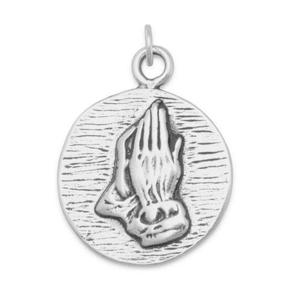 Praying Hands and Serenity Prayer Reversible Pendant Charm Sterling Silver Praying Hands and Serenity Prayer Reversible Pendant Charm Sterling Silver