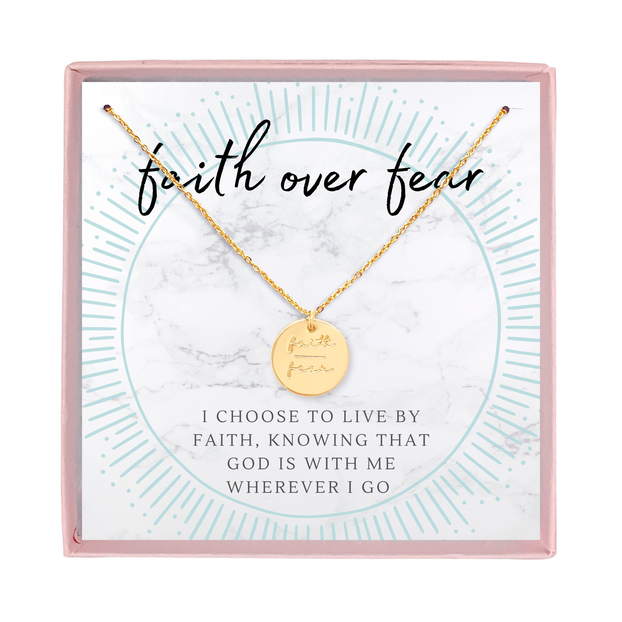 Faith Over Fear Affirmation Necklace Affirmation Jewelry Gold Etsy