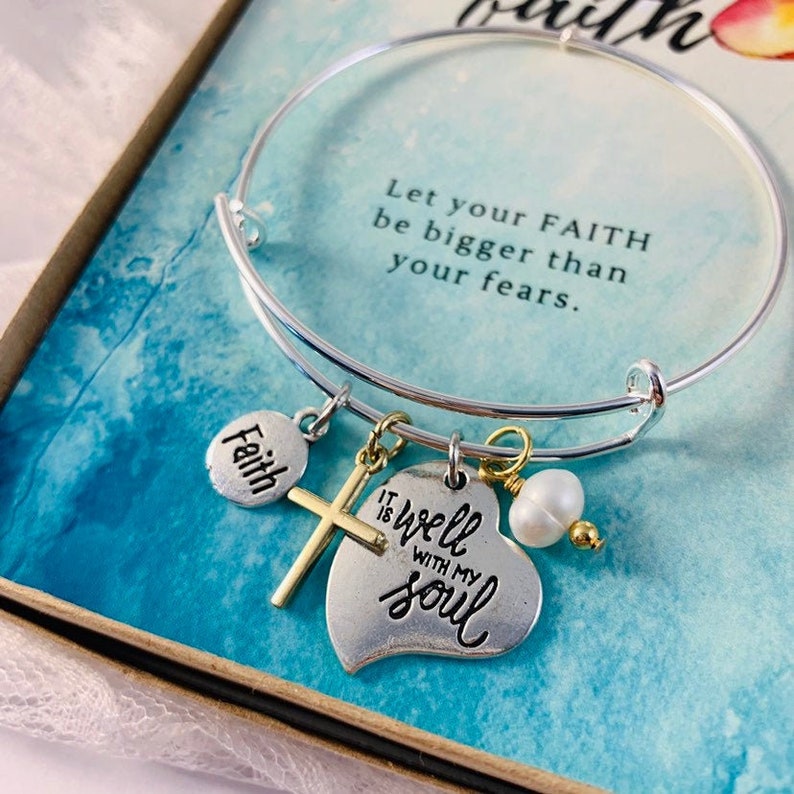 Faith Charm Bracelet Faith Gift Gift for her Gift for Etsy