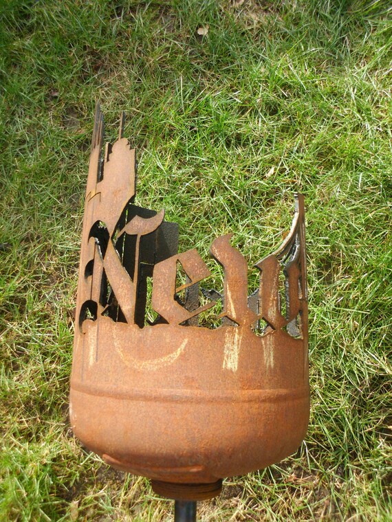 New York Torch Garden Torch Fire Pit Statue Of Liberty Brooklyn Bridge Rust Firepit