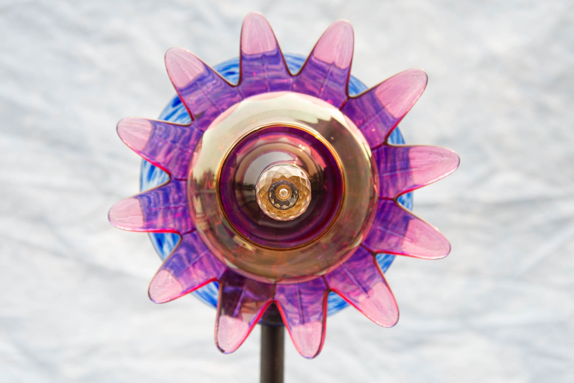 PassionFlower Vintage Glass flower with crystal center Etsy