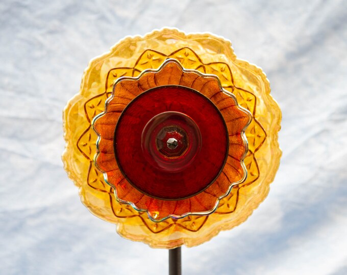 Sunflower Glass Flowers Vintage Glass Yard Art Garden Art Flower Sun