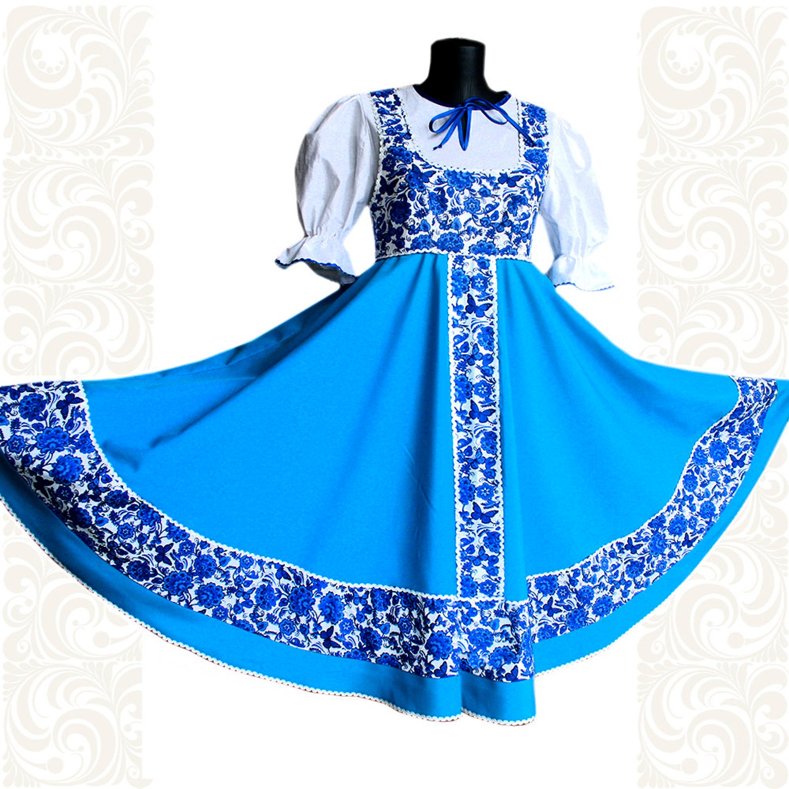 Folk Dress Sarafan With Blouse For Girl And Women For Dance Etsy