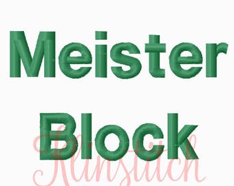 50% Sale!! Meister Block Embroidery Fonts 3 Sizes Fonts BX Fonts Embroidery Designs PES Fonts Alphabets - Instant Download