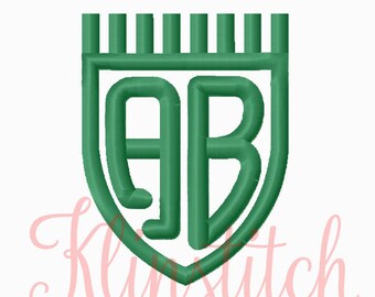 50% Sale!! Shield Monogram Embroidery Fonts Two Letters Monogram 5 Sizes Fonts BX Fonts Embroidery Designs PES Alphabets