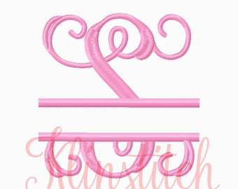 Split Vine Monogram Embroidery Fonts 5 Sizes Three Letters Monogram Fonts BX Fonts Embroidery Designs PES Alphabets - Instant Download