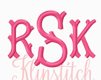50% Sale!! Tagliato Monogram Embroidery Fonts Monogram 5 Sizes BX Fonts Embroidery Designs PES Alphabets - Instant Download