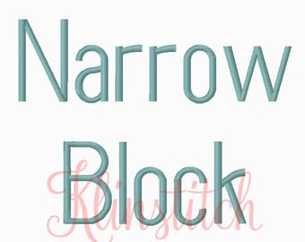 50% Sale!! Narrow Block Embroidery Fonts 3 Sizes Fonts BX Fonts Embroidery Designs PES Fonts Alphabets - Instant Download