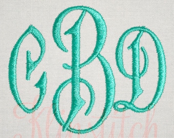 Carson Monogram Embroidery Fonts 5 Sizes Three Letters Monogram Fonts BX Fonts Embroidery Designs PES Alphabets - Instant Download