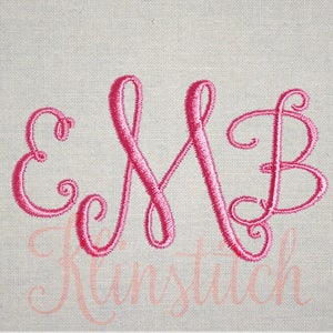 Stylish Monogram Embroidery Fonts 3 Sizes Three Letters Monogram Fonts BX Fonts Embroidery Designs PES Alphabets - Instant Download