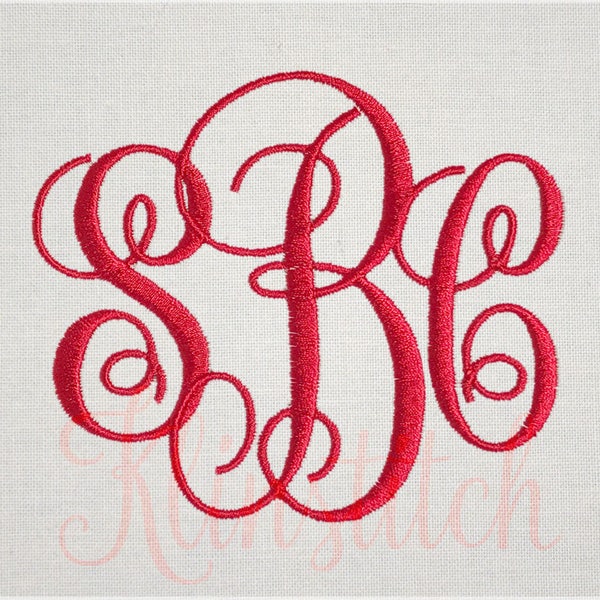 Interlocking Monogram Embroidery Fonts 3 Sizes Three Letters Monogram Fonts BX Fonts Embroidery Designs PES Alphabets - Instant Download