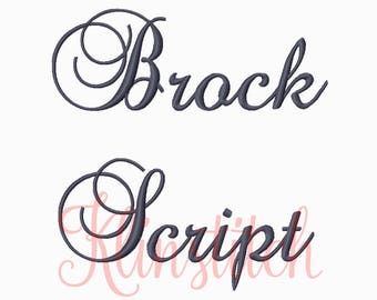 50% Sale!! Brock Script Font Embroidery Fonts 3 Sizes Fonts BX Fonts Embroidery Designs PES Fonts Alphabets - Instant Download