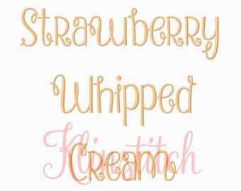 50% Sale!! Strawberry Whipped Cream Font Embroidery Fonts 3 Sizes Fonts BX Fonts Embroidery Designs PES Fonts Alphabets - Instant Download