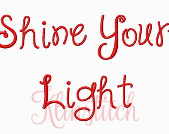50% Sale!! Shine Your Light Font Embroidery Fonts 3 Sizes Fonts BX Fonts Embroidery Designs PES Fonts Alphabets - Instant Download