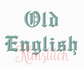 50% Sale!! Old English Embroidery Fonts 2 Sizes Fonts BX Fonts Embroidery Designs PES Fonts Alphabets - Instant Download