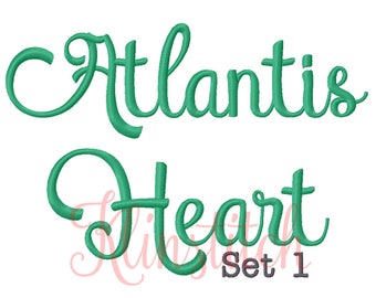 50% Sale!! Set 1 Atlantis Heart Embroidery Fonts 5 Sizes Fonts BX Fonts Embroidery Designs PES Fonts Alphabets - Instant Download