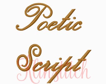 50% Sale!! Poetic Script Embroidery Fonts 5 Sizes Fonts BX Fonts Embroidery Designs PES Fonts Alphabets - Instant Download
