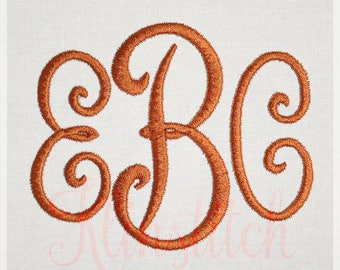 Pillow Monogram Embroidery Fonts 7 Sizes Three Letters Monogram Fonts BX Fonts Embroidery Designs PES Alphabets - Instant Download