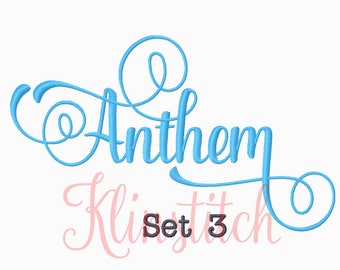 50% Sale!! Set 3 Anthem Embroidery Fonts 5 Sizes Fonts BX Fonts Embroidery Designs PES Fonts Alphabets - Instant Download