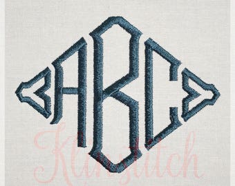 50% Sale!! Point Monogram Embroidery Fonts 3 Sizes Three Letters Monogram Fonts BX Fonts Embroidery Designs PES Alphabets - Instant Download