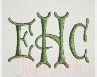 Silent Night Monogram Embroidery Fonts 6 Sizes Three Letters Monogram Fonts BX Fonts Embroidery Designs PES Alphabets - Instant Download