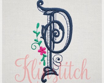 Swirl "P" Initial Monogram Embroidery Fonts 5 Sizes Three Letters Monogram Fonts BX Fonts Embroidery Designs PES Alphabets
