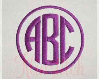 Circle Monogram Embroidery Fonts 6 Sizes Three Letters Monogram Fonts BX Fonts Embroidery Designs PES Alphabets - Instant Download
