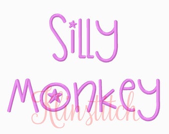 50% Sale!! Silly Monkey Font Embroidery Fonts 3 Sizes Fonts BX Fonts Embroidery Designs PES Fonts Alphabets - Instant Download