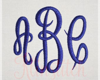 Empress Monogram Embroidery Fonts 3 Sizes Three Letters Monogram Fonts BX Fonts Embroidery Designs PES Alphabets - Instant Download