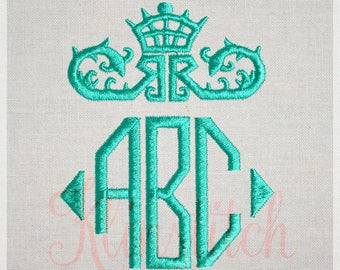 Octagon Monogram Embroidery Fonts 3 Sizes Three Letters Monogram Fonts BX Fonts Embroidery Designs PES Alphabets - Instant Download