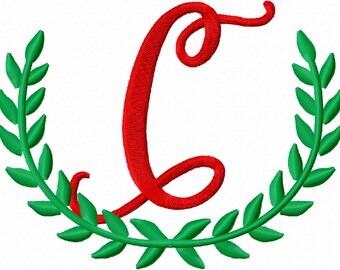 Leaf Font "C" Initial Monogram Embroidery Fonts 11 Sizes Monogram Fonts Embroidery Designs PES Alphabets - Instant Downoad