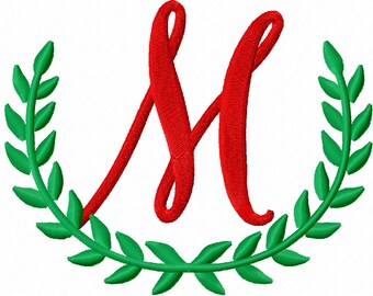Leaf Font "M" Initial Monogram Embroidery Fonts 11 Sizes Monogram Fonts Embroidery Designs PES Alphabets - Instant Downoad