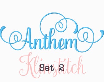 50% Sale!! Set 2 Anthem Embroidery Fonts 5 Sizes Fonts BX Fonts Embroidery Designs PES Fonts Alphabets - Instant Download