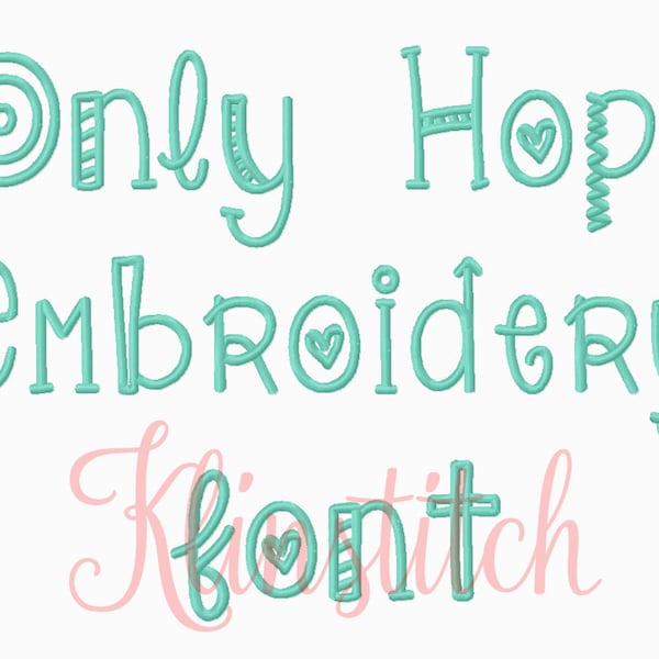 50% Sale!! Only Hope Embroidery Fonts 7 Sizes Fonts BX Fonts Embroidery Designs PES Fonts Alphabets - Instant Download